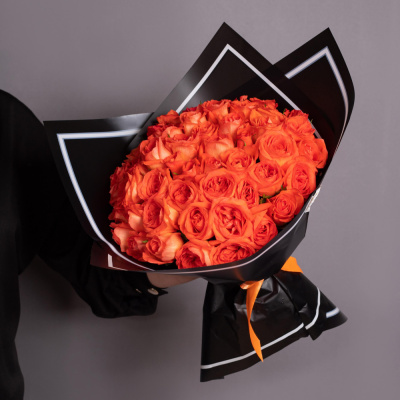 Букет из 51 Кенийской оранжевой розы 28448-Ор Букет из 51 Кенийской оранжевой розы 28448-Ор