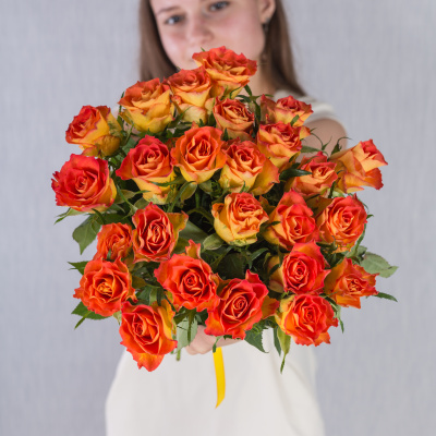 Букет из 25 Роз Кения Оранжевый микс 7313-Ор Букет из 25 Роз Кения Оранжевый микс 7313-Ор