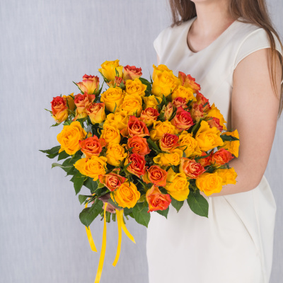 Букет из 51 Розы Кения Оранжевый микс 7312-Ор Букет из 51 Розы Кения Оранжевый микс 7312-Ор